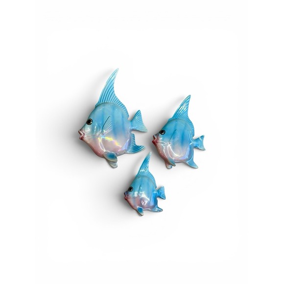 Norcrest Other - Vintage Set 3 Norcrest Or Ceramicraft Ceramic Iridescent Fish Wall Decor Pink